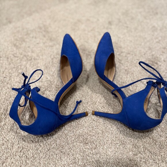 Steve Madden Blue Suede Lace-Up Heels - Picture 7 of 9